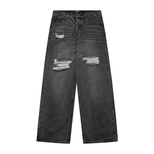 Distressed Baggy Jeans in Washed Black highstreetporter