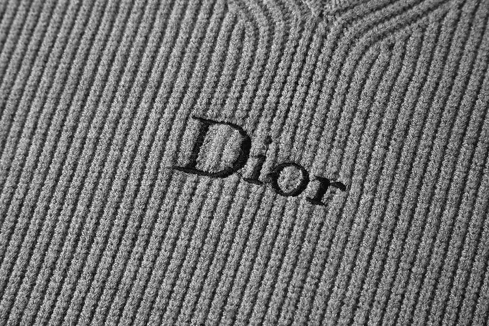 Thumbnail: FW26 Logo Embroidered V-Neck Sweater in Gray