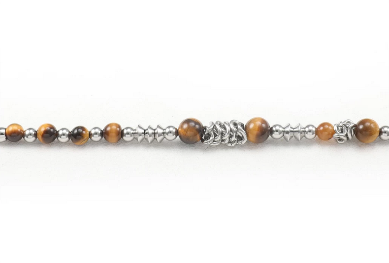 Thumbnail: Tiger Eye & Steel Bead Bracelet