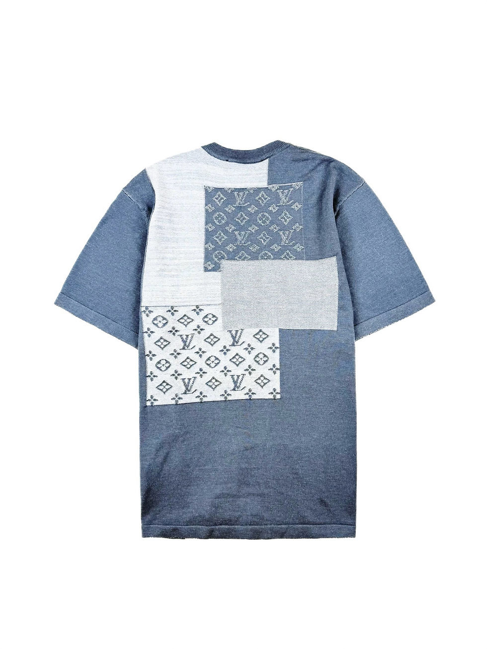 Thumbnail: SS26 Knitted Patchwork Denim Short-Sleeved Crewneck