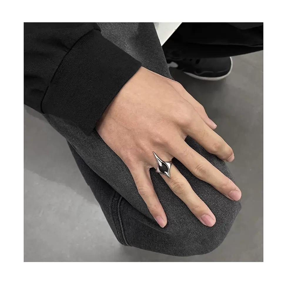 Thumbnail: Black Stone Spike Ring