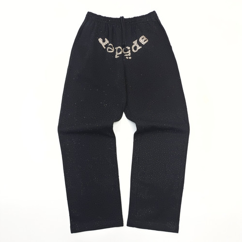Sp5der SS25 VVS Webstone AOP Sweatpants in Black | highstreetporter 