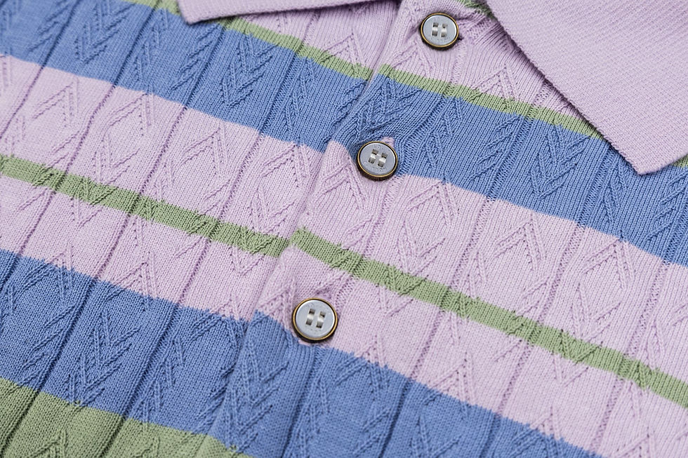 Thumbnail: SS26 Stripy Cable Knit Polo Shirt