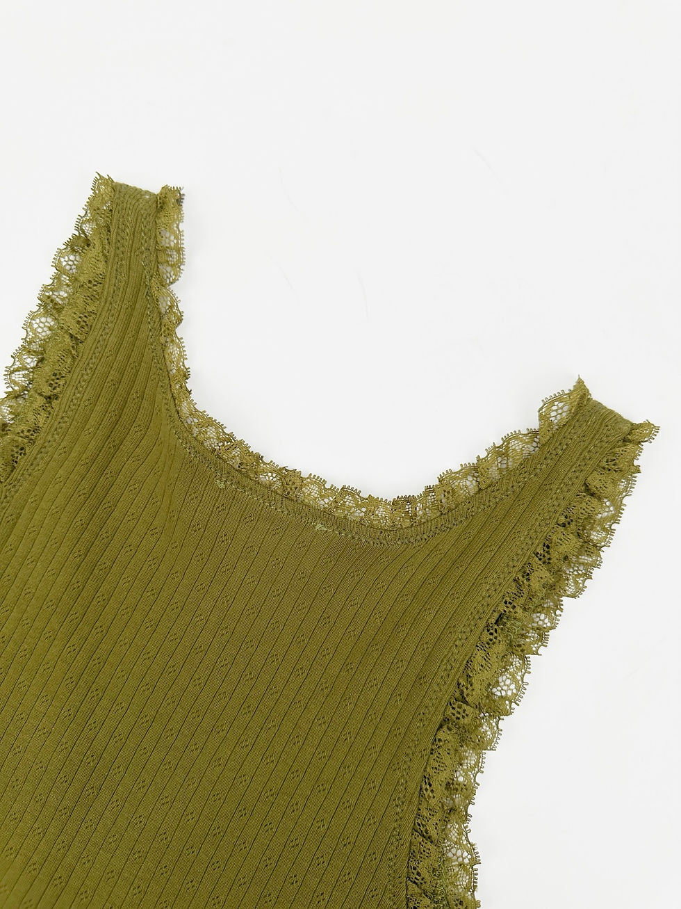 Thumbnail: SS26 Green Lace Trimmed Pointelle Cotton Minidress