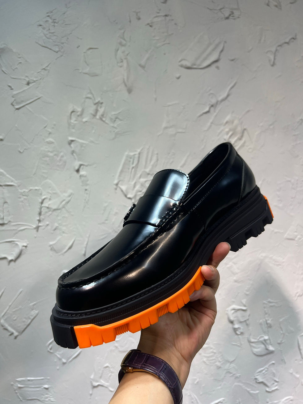 Thumbnail: AMR MA Leather Penny Lloafers Black/Orange
