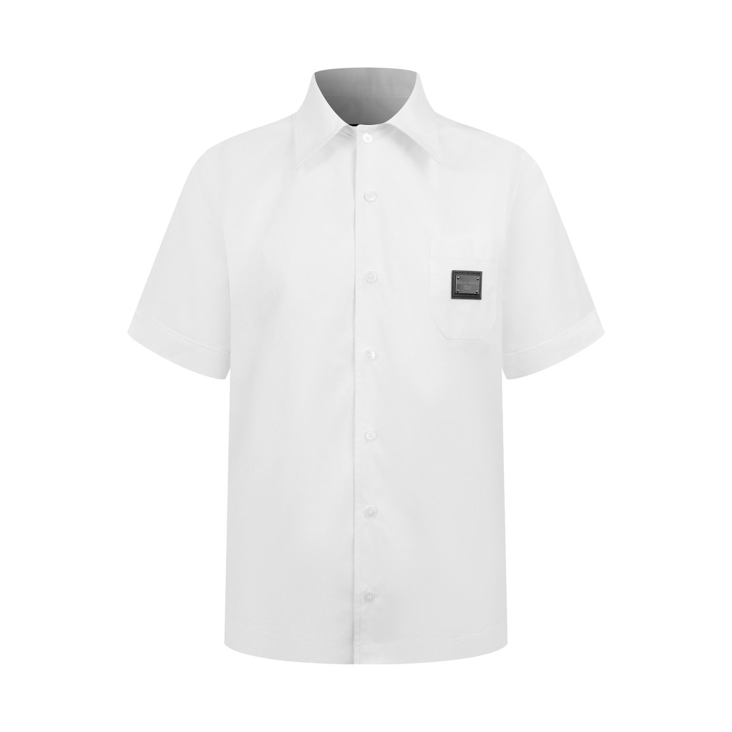 D&G SS26 Logo Tag Bowling Shirt in White
