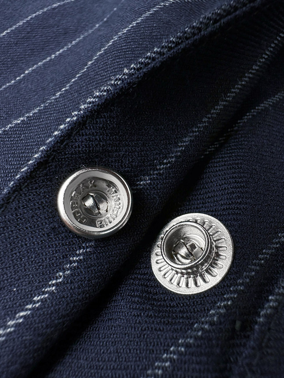 Thumbnail: SS26 Blue and Grey Herringbone Wool Blend Zip Up Shirt