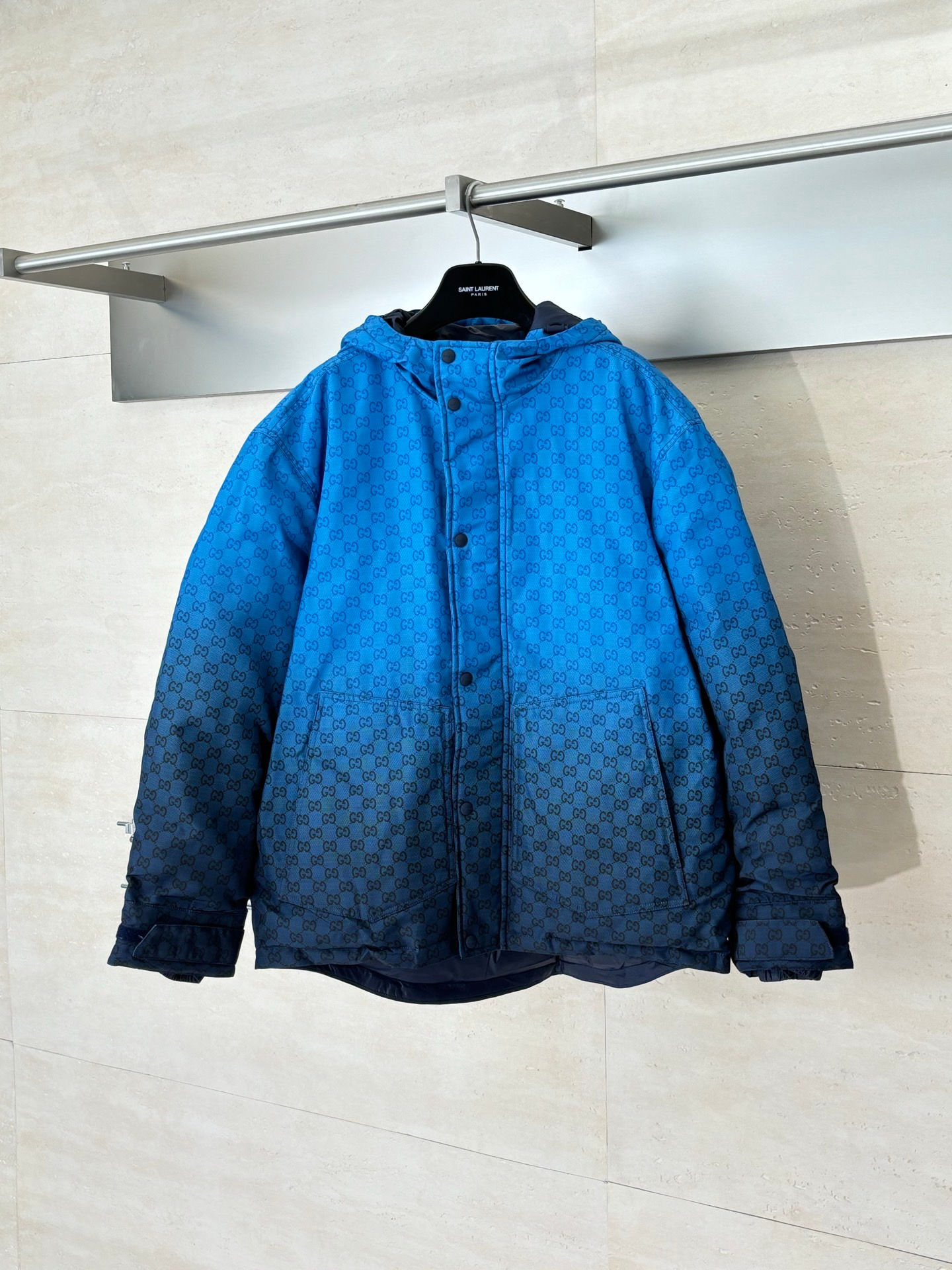 FW25 Printed Technical Poplin Zip Jacket in Blue