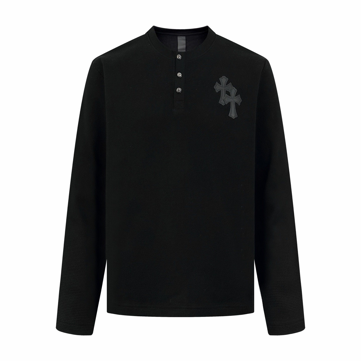 FW25 Cross Patches Henley Shirt in Black