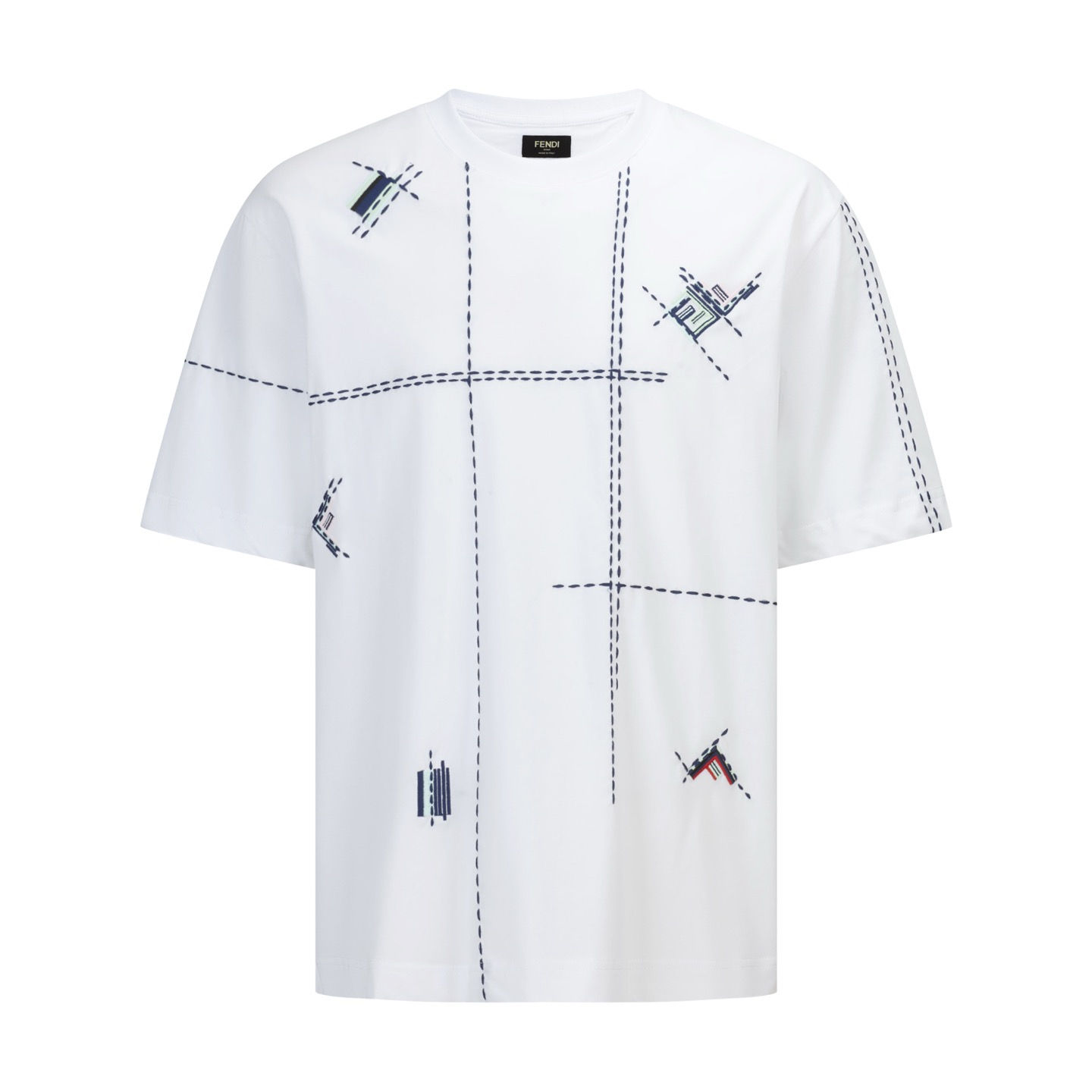 SS26 Check Motif Tee in White