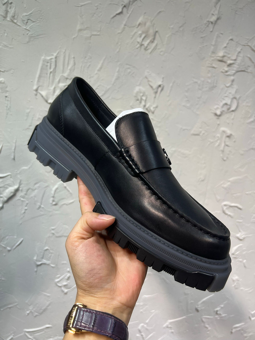 Thumbnail: AMR Military Leather Loafers in Black/Gray