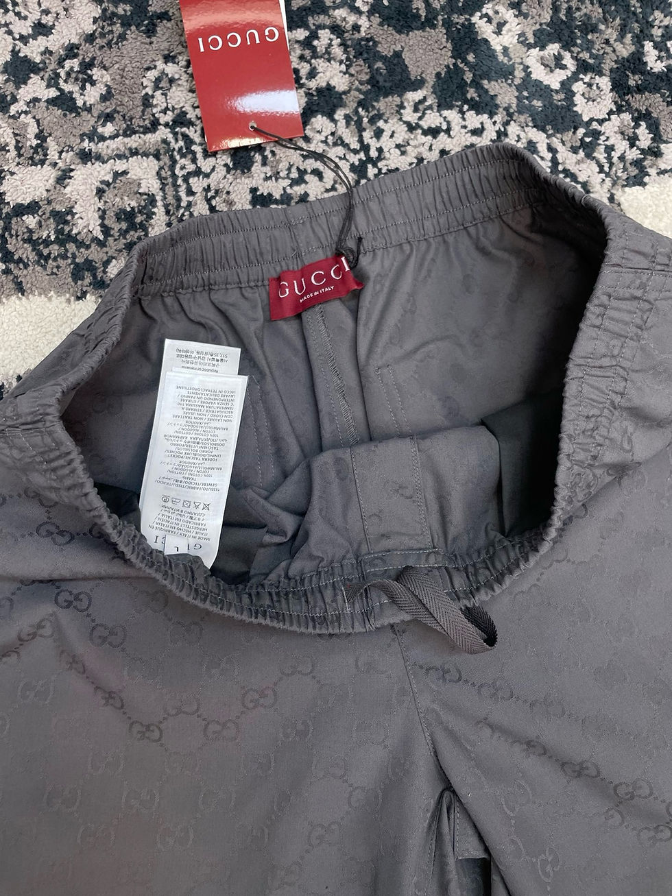 Thumbnail: SS26 GG Silk Jacquard Shorts in Dark Grey