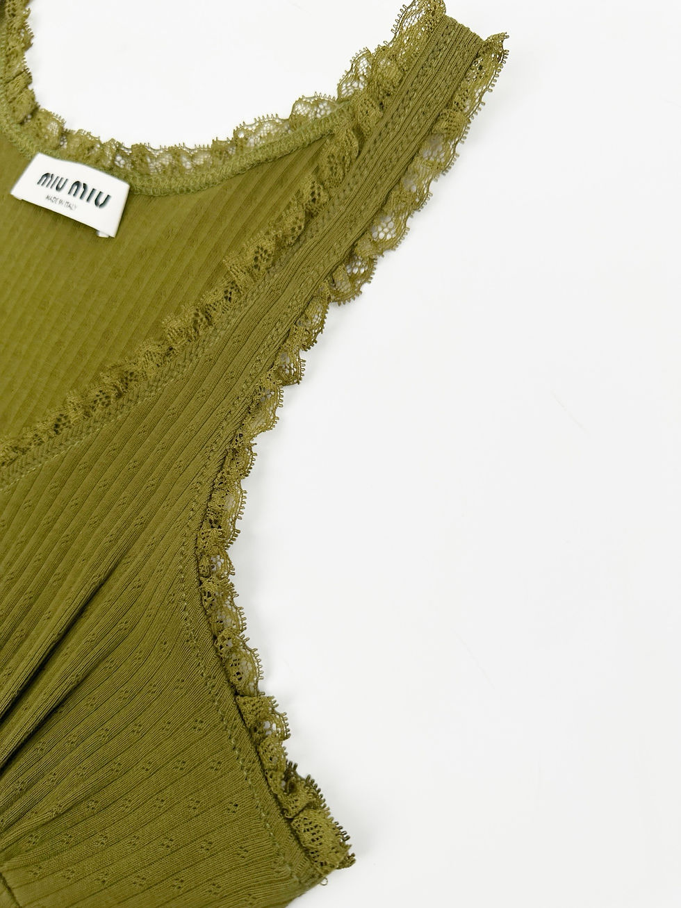 Thumbnail: SS26 Green Lace Trimmed Pointelle Cotton Minidress