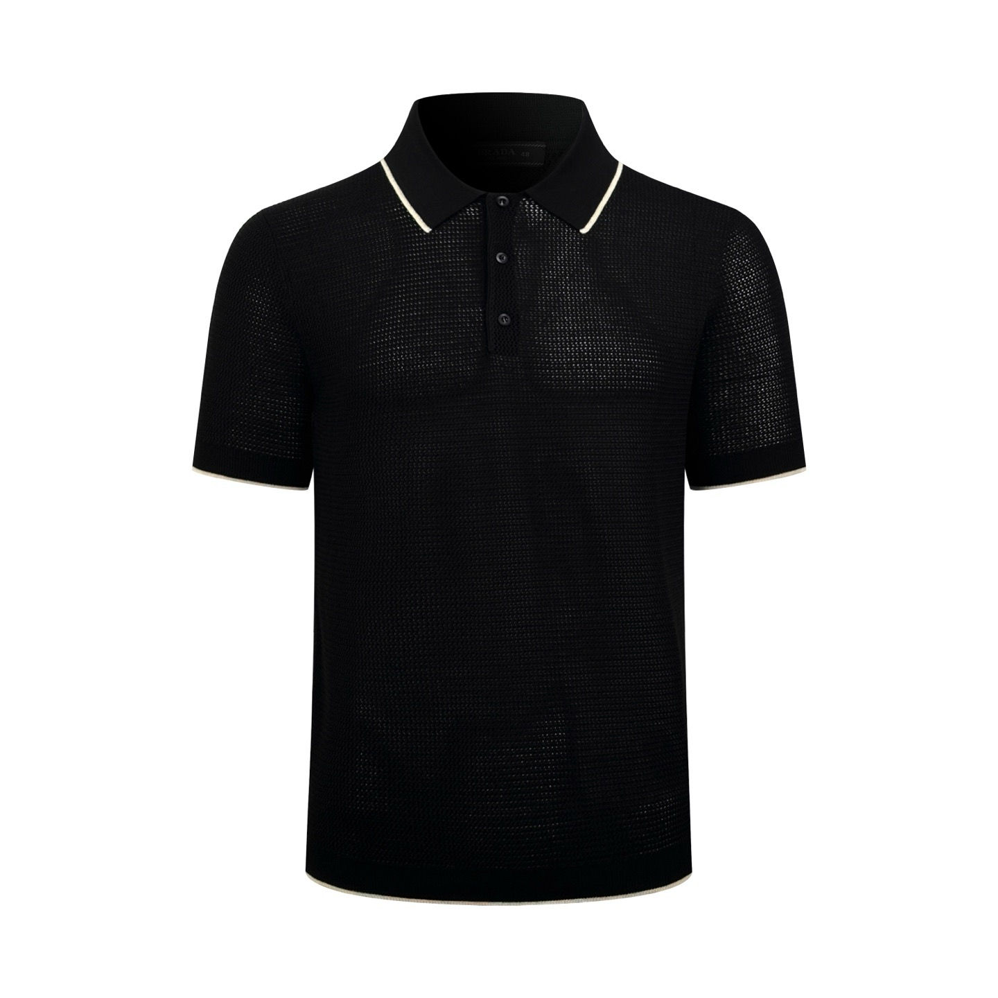 SS26 Black Silk and Cotton Polo Shirt in Black