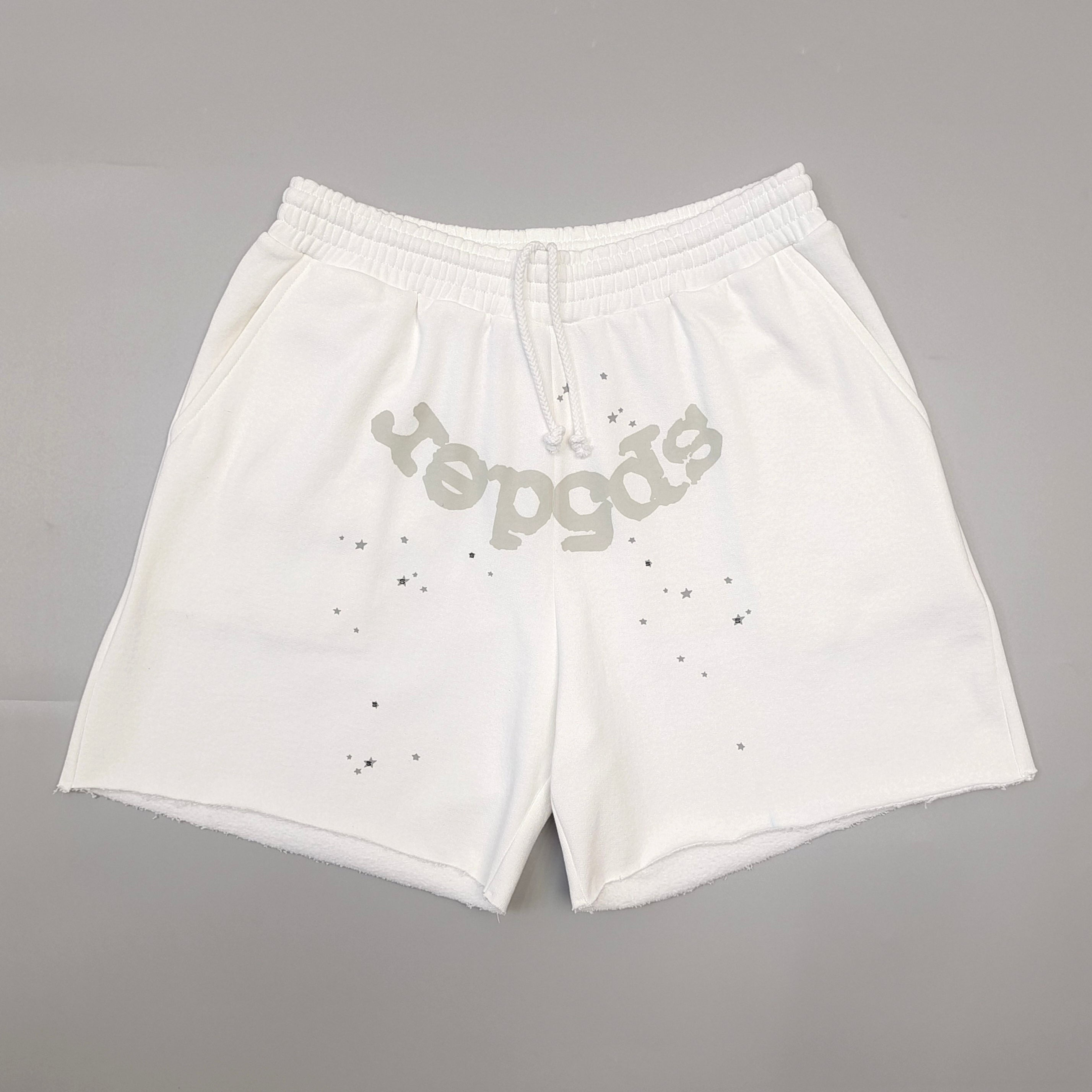 Sp5der SS26 T&F Sweatshorts in White