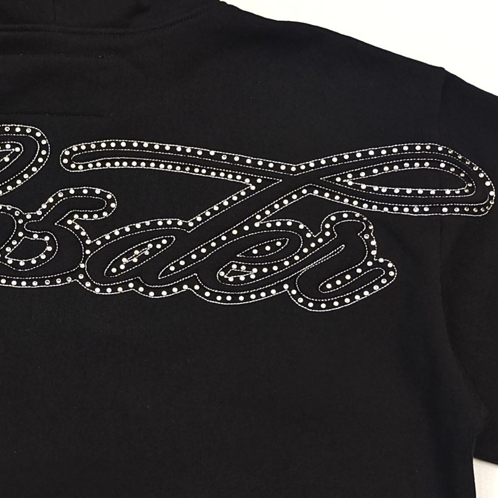 Thumbnail: Sp5der SS26 Rhinestone Script Zip Hoodie