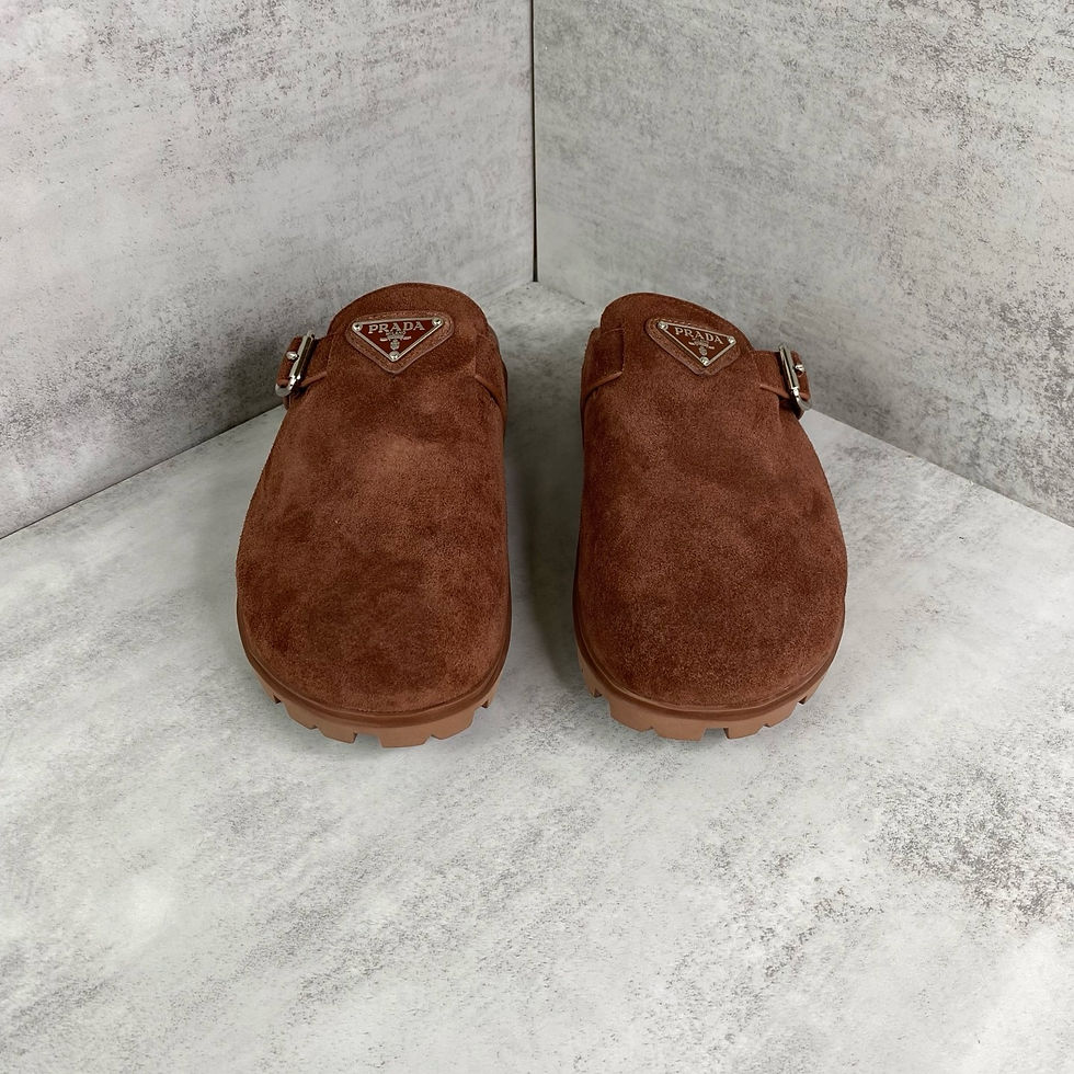 Thumbnail: SS26 Suede Logo Mule Sandals Brown