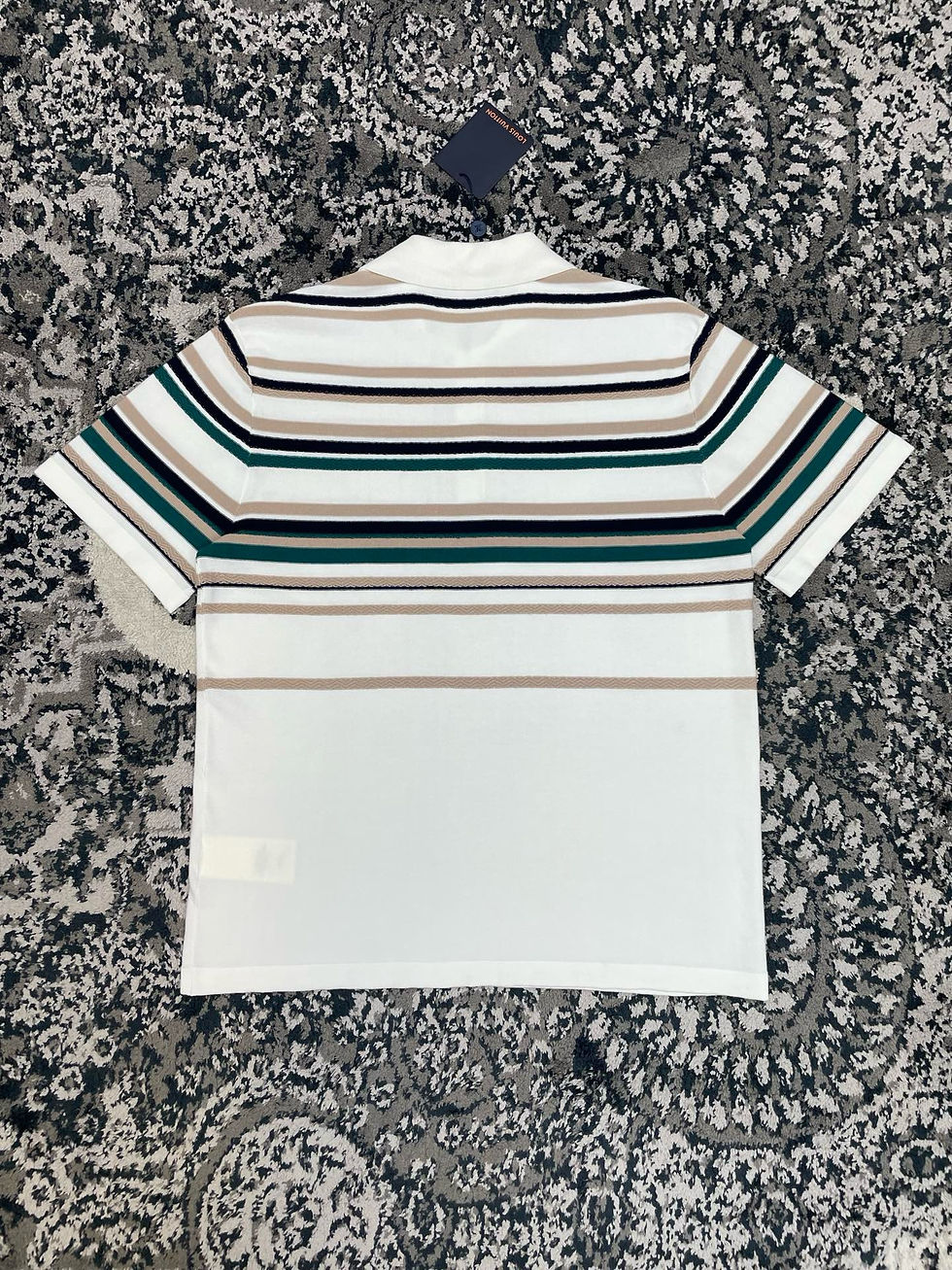 Thumbnail: SS26 Striped Textured Short-Sleeved Polo Shirt