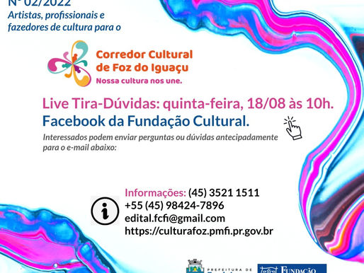 Fundação Cultural promove live de tira-dúvidas sobre o Corredor Cultural