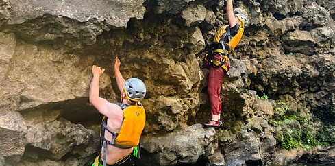 guided deep water solo rock climbing