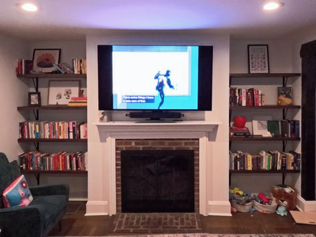 Custom Built-In Shelves made from Red Oak stained Dark Brown