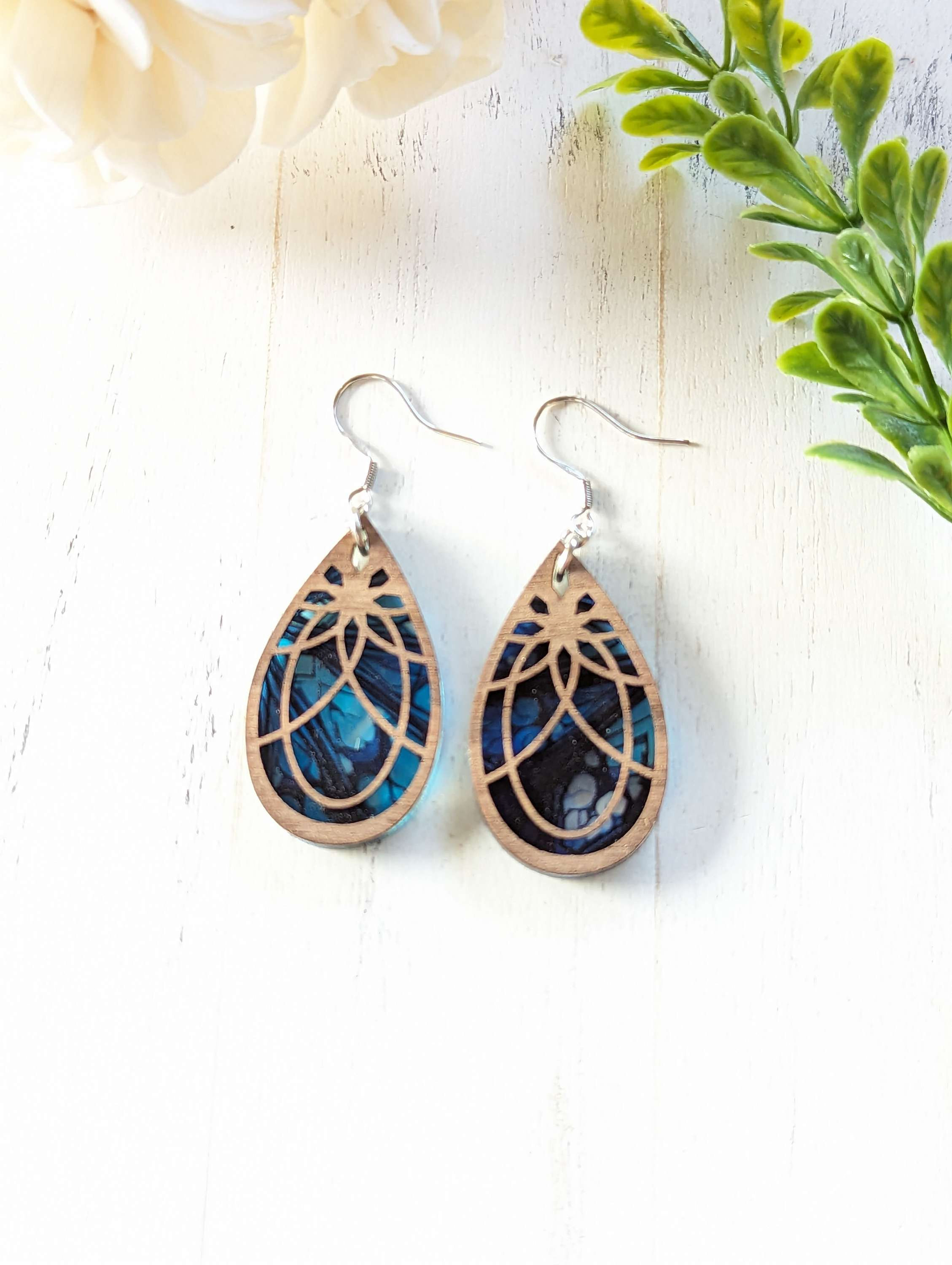 Walnut Patterned Acrylic Earrings