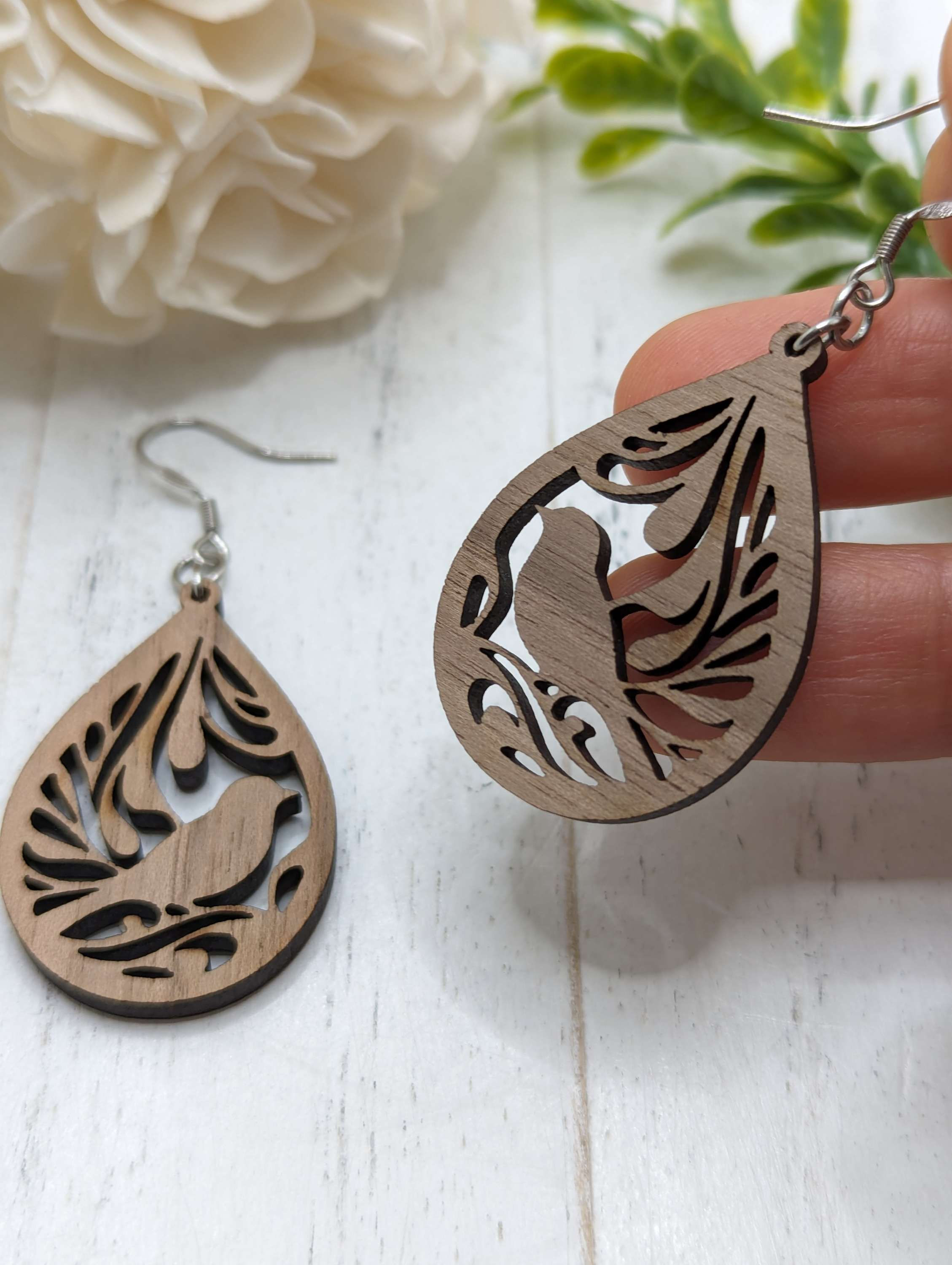 Bird Wooden Earrings
