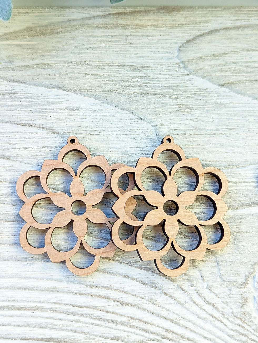 Thumbnail: Flower Dangle Wood Pendants Blanks
