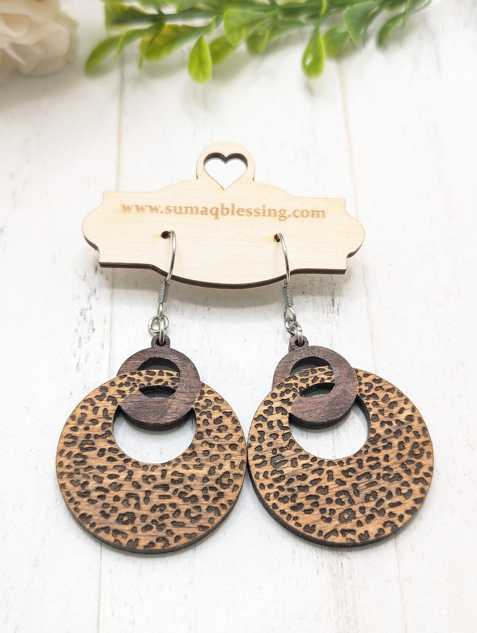 Thumbnail: Leopard Wooden Earrings