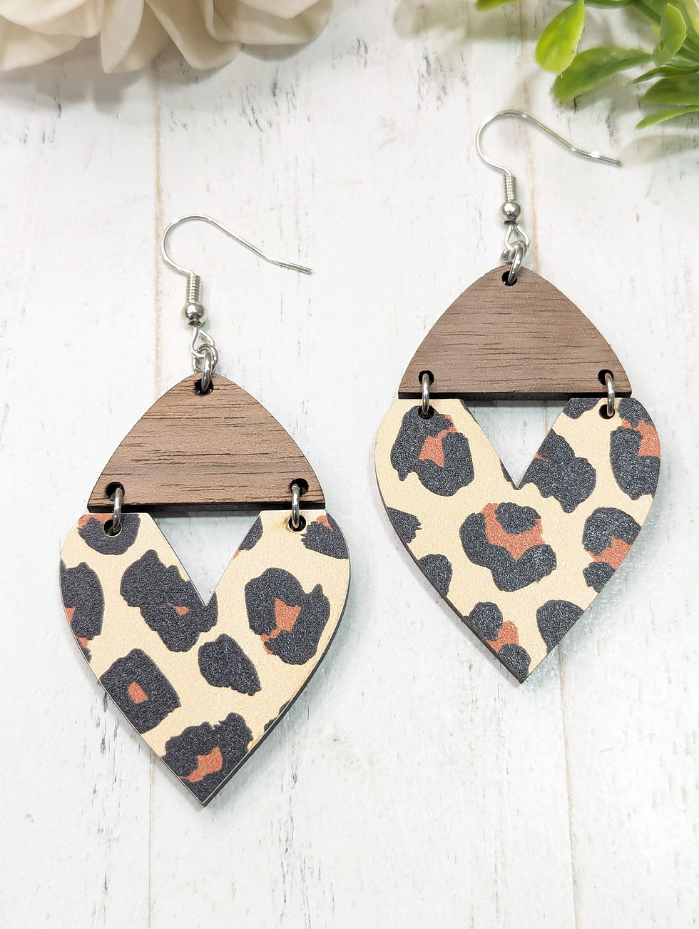 Heart Shape Leopart Print Earrings