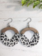 Leopard wooden earrings, dangle earrings