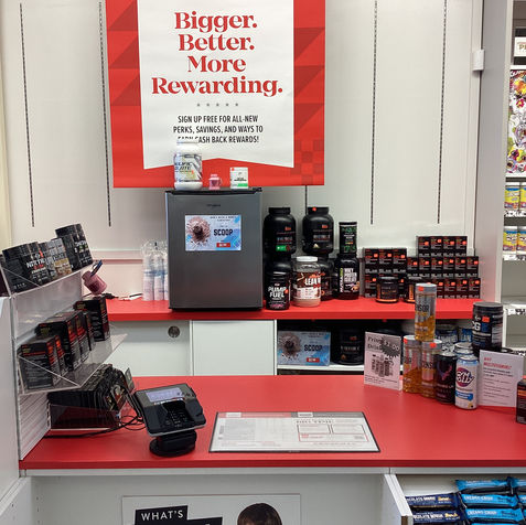 Interior of a GNC store in a shopping mall