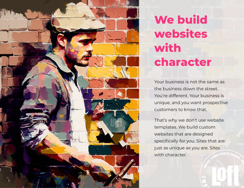 A mural on a brick wall showing a painter in overalls.
