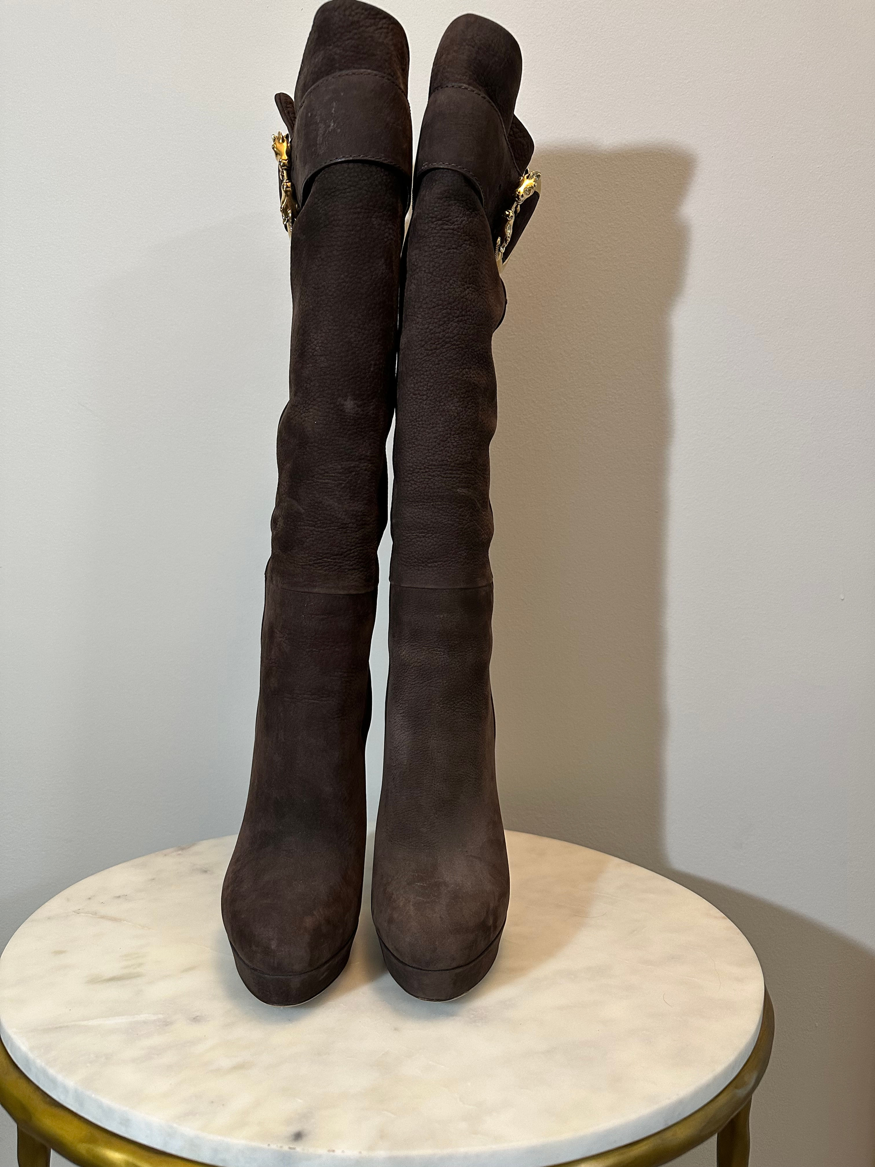 Brown Suede Gucci Boots