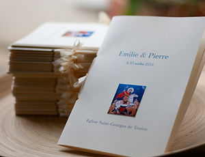 Livret de messe, cérémonie, mariage, reliure ruban