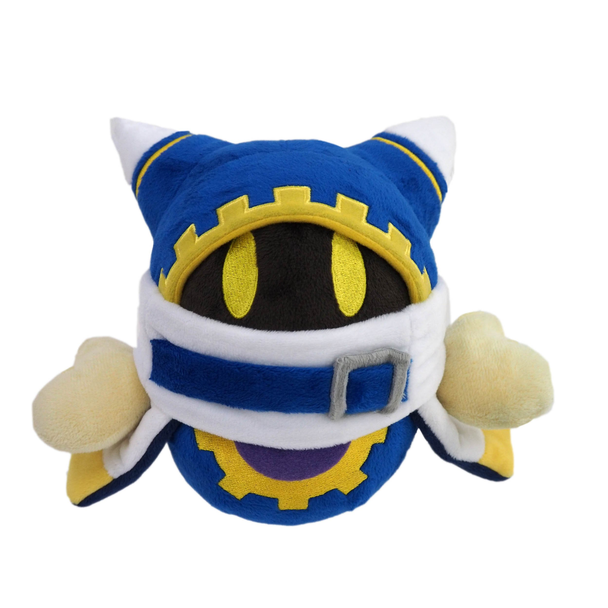 Magolor plush toy figure wearing blue and yellow details, isolated on white background