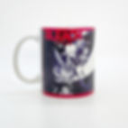 White Bleach coffee mug, with red trim, featuring anime characters and text.