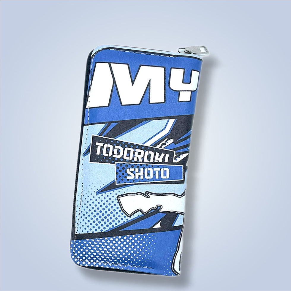 MY, Todoroki Shoto printed blue bag with comic book style art.