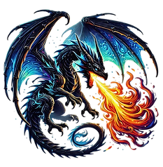 Black dragon breathing fire, Dungeons and Dragons, stunning fantasy art illustration