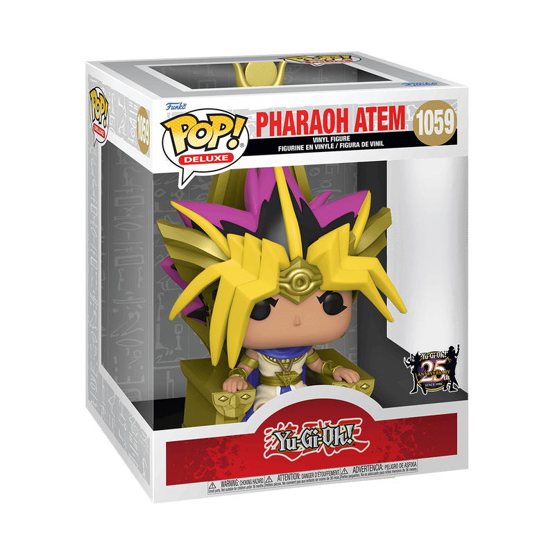 Funko Pop! Deluxe: Pharaoh Atem #1059 – Yu-Gi-Oh! figure in box, Pop! logo visible.