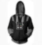 Darth Vader hoodie. Black and gray zipper hoodie. Detailed front panel design.
