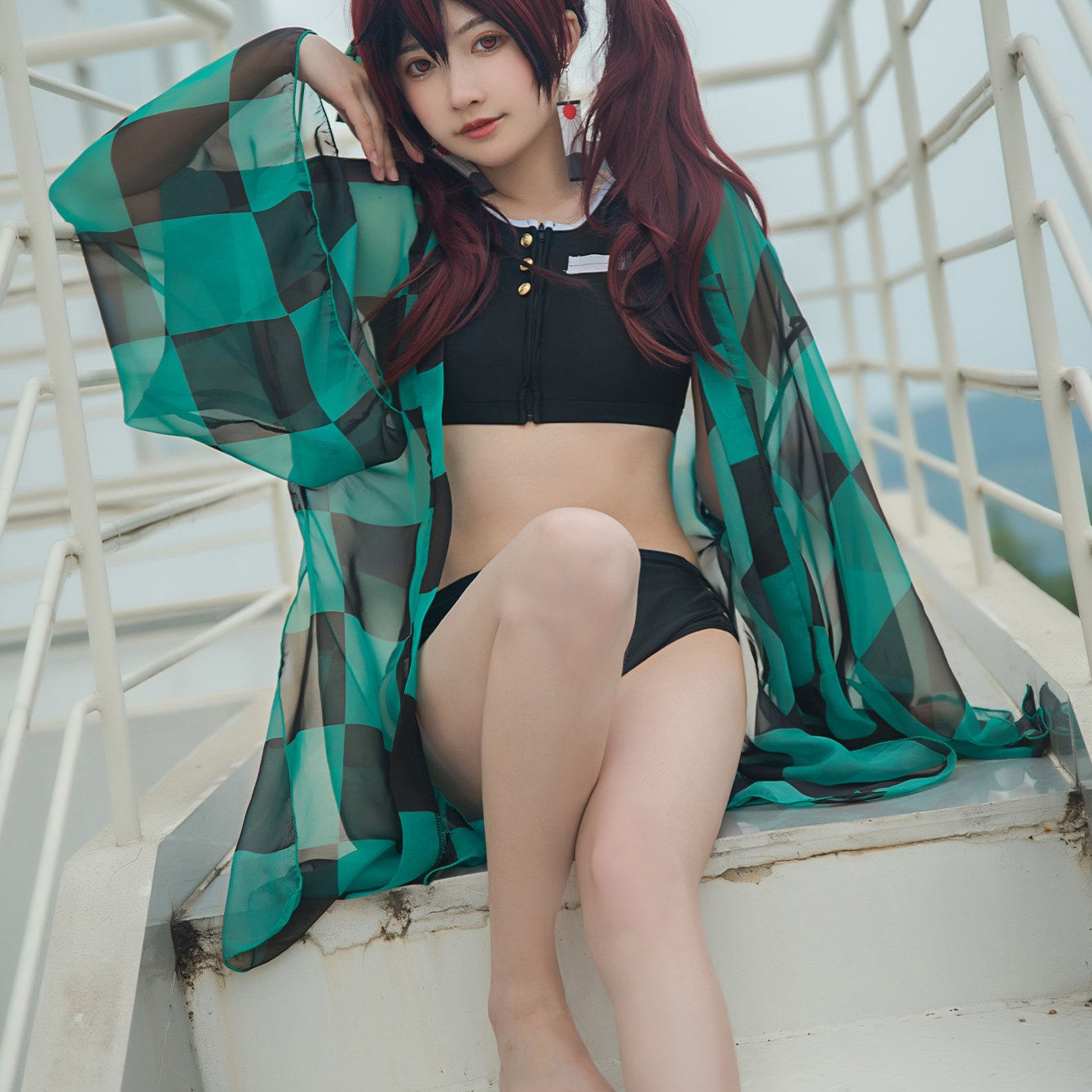 Demon Slayer Tanjiro Kamado Inspired Swimsuit Set