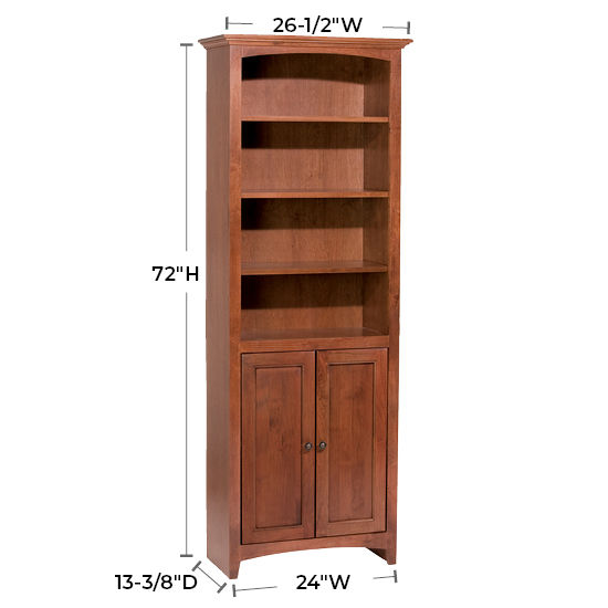Thumbnail: McKenzie 24"W x 72"H Alder Bookcase with Doors
