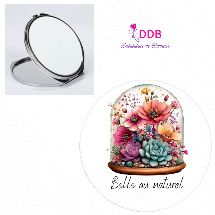 Miroir de poche succulentes et fleurs