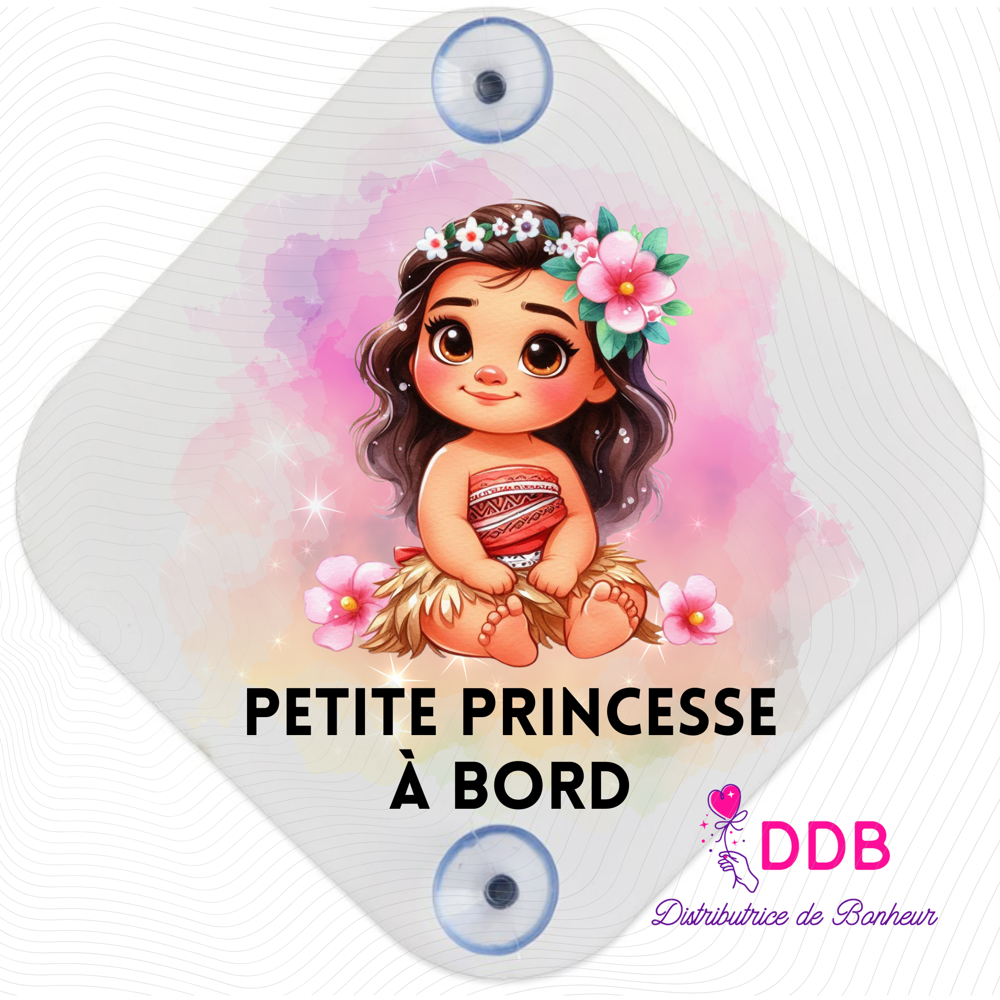 Plaque métal voiture ventouse Petite princesse des îles Narbonne