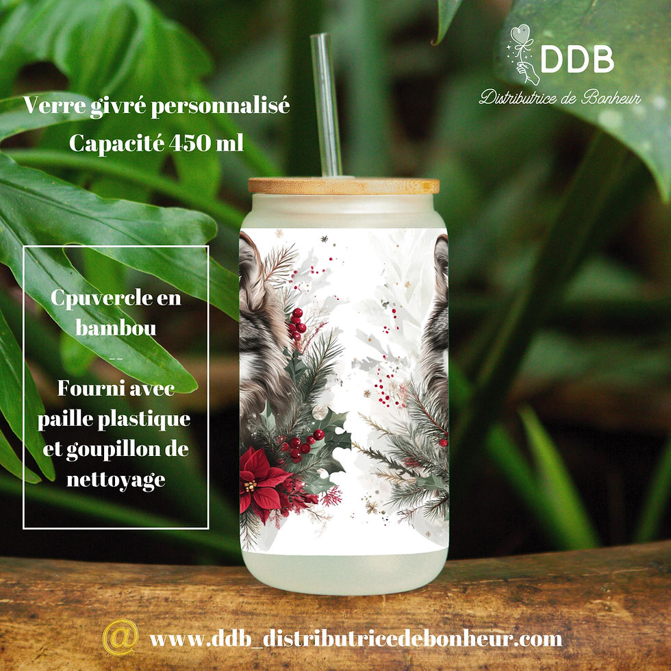 verre givré personnalisé Noël loup