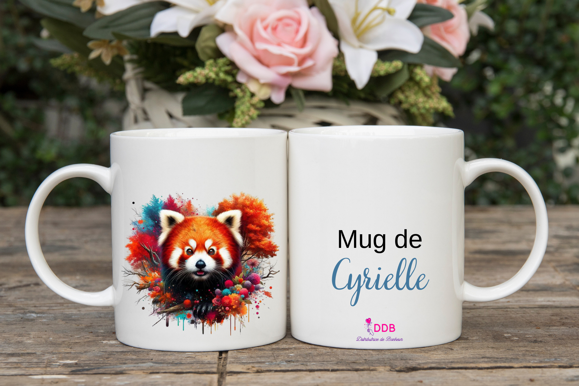 Mug en céramique personnalisé thème panda roux