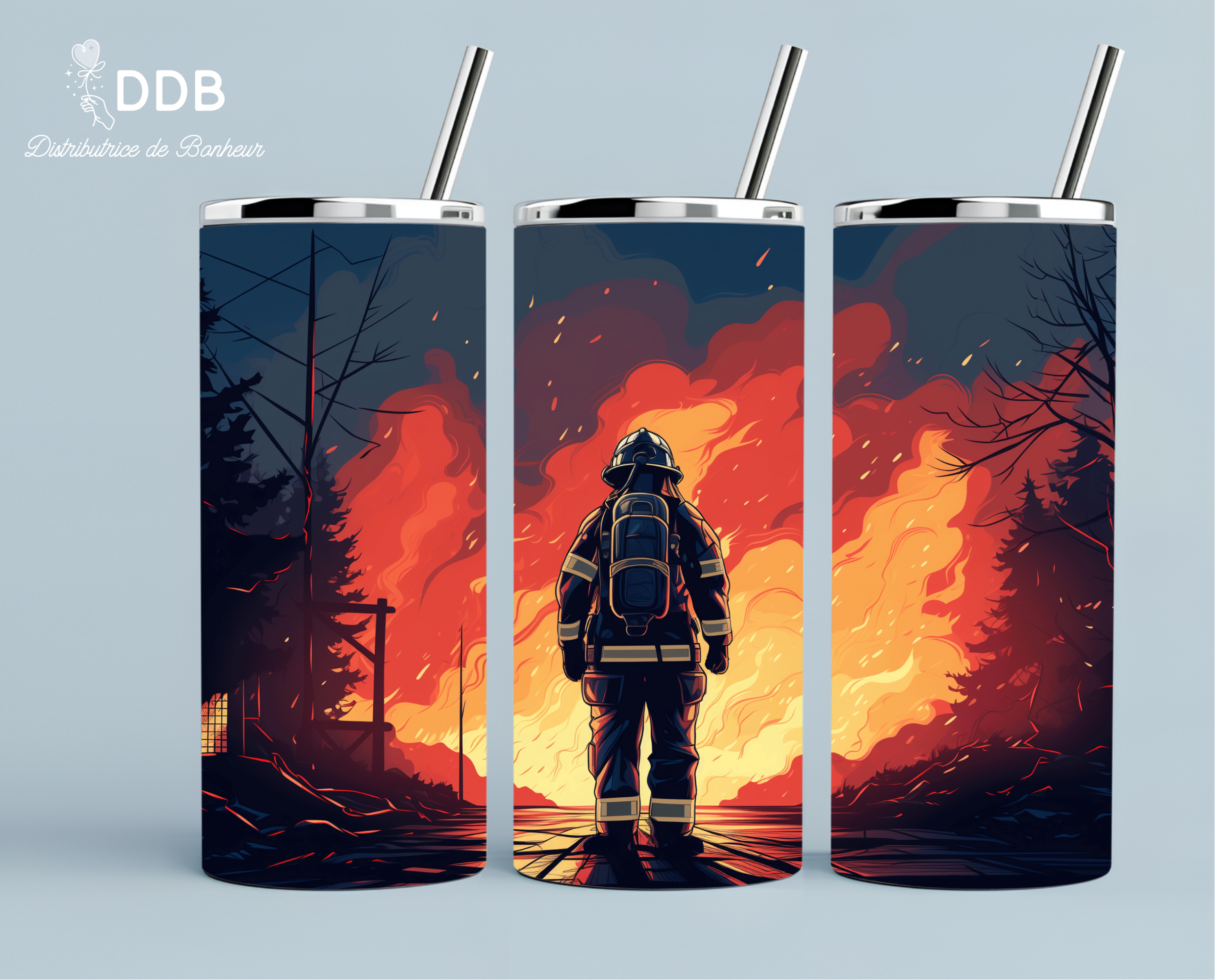 Gourde tumbler isotherme personnalisée pompier