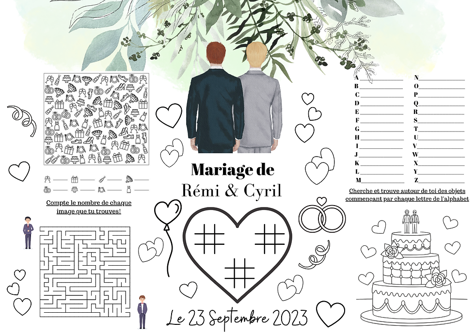 Miniature : Set de table personnalisé pour mariage papier 200 g