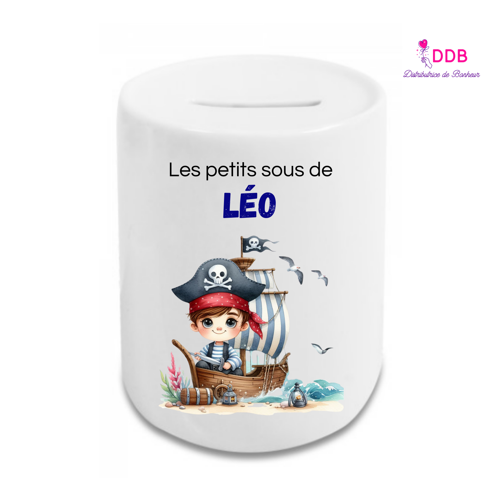 Tirelire personnalisée sur le thème pirate